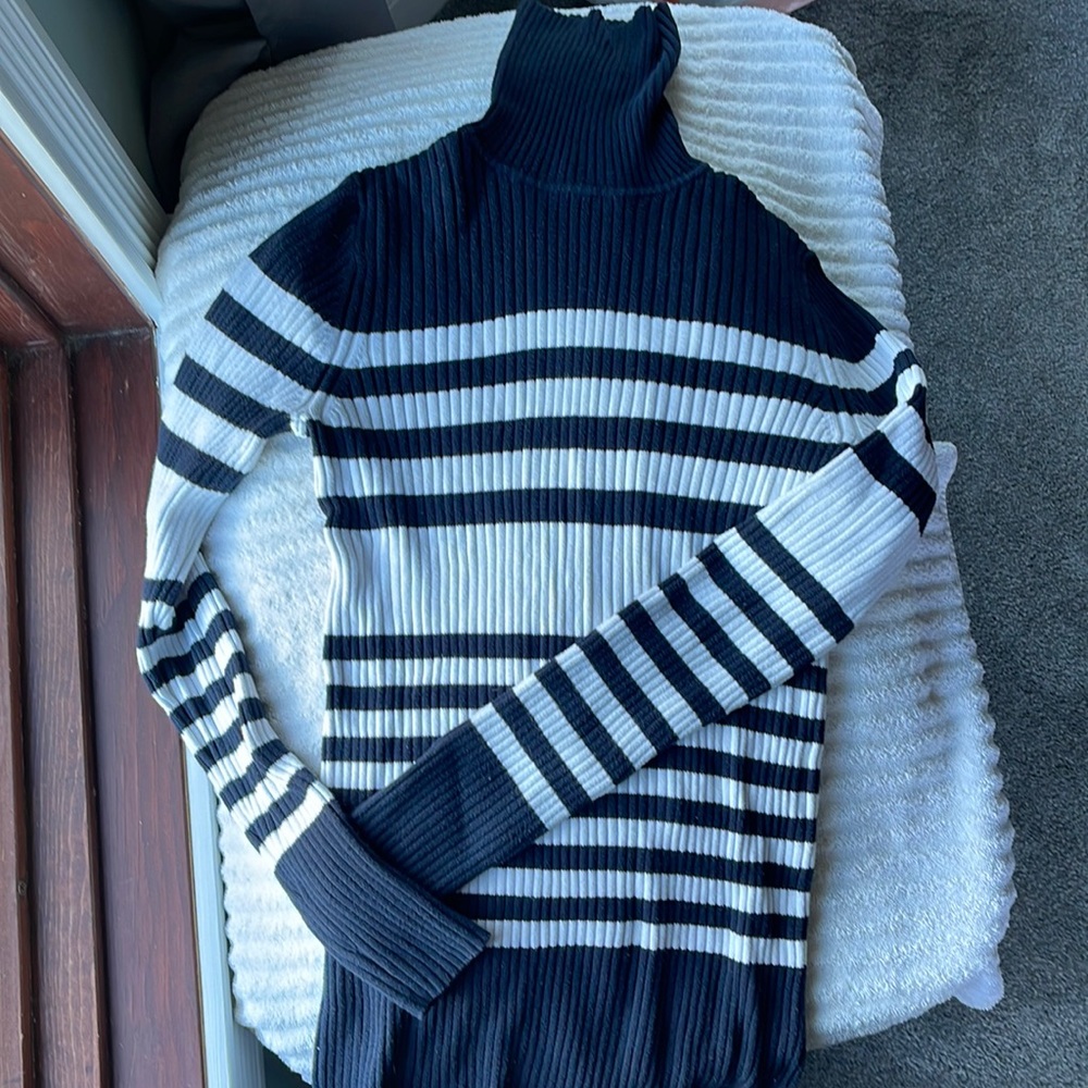 GAP Ribbed Striped Turtleneck Sweater Size L.
